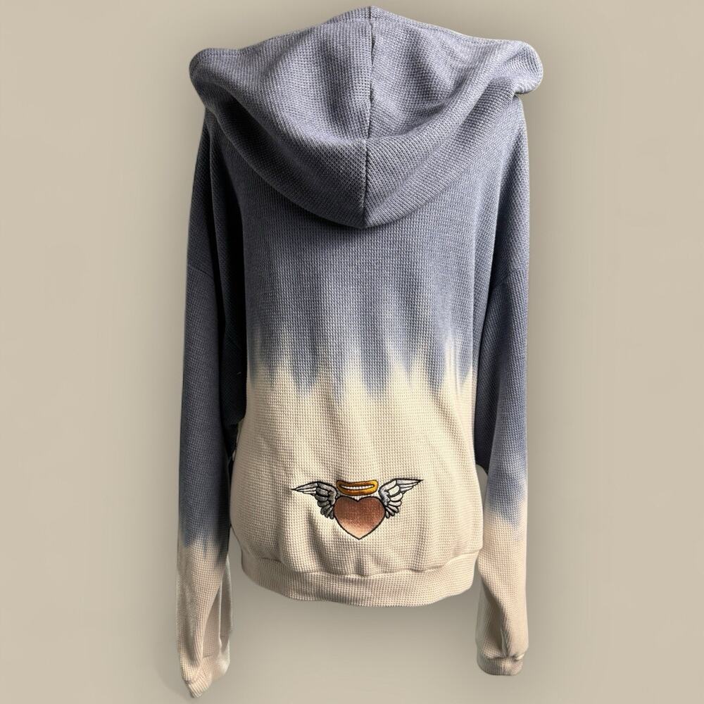 Boys Lie Heavenly Love Navy Dip Die Women's Hoodie Sweater Thermal Waffle Knit - Picture 3 of 6